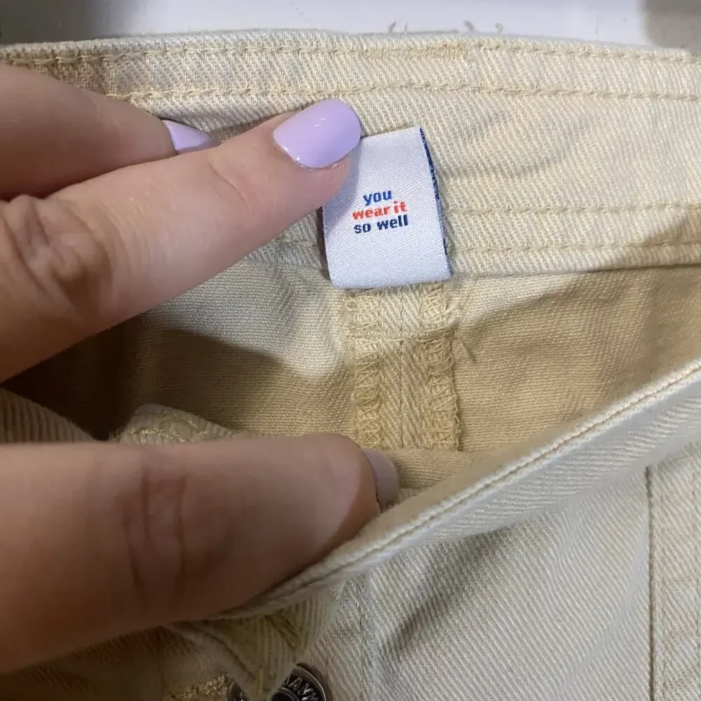 Old Navy Mid-Rise Utility Mini Skirt Beige Tan Button Down Patch Pockets Sz 16